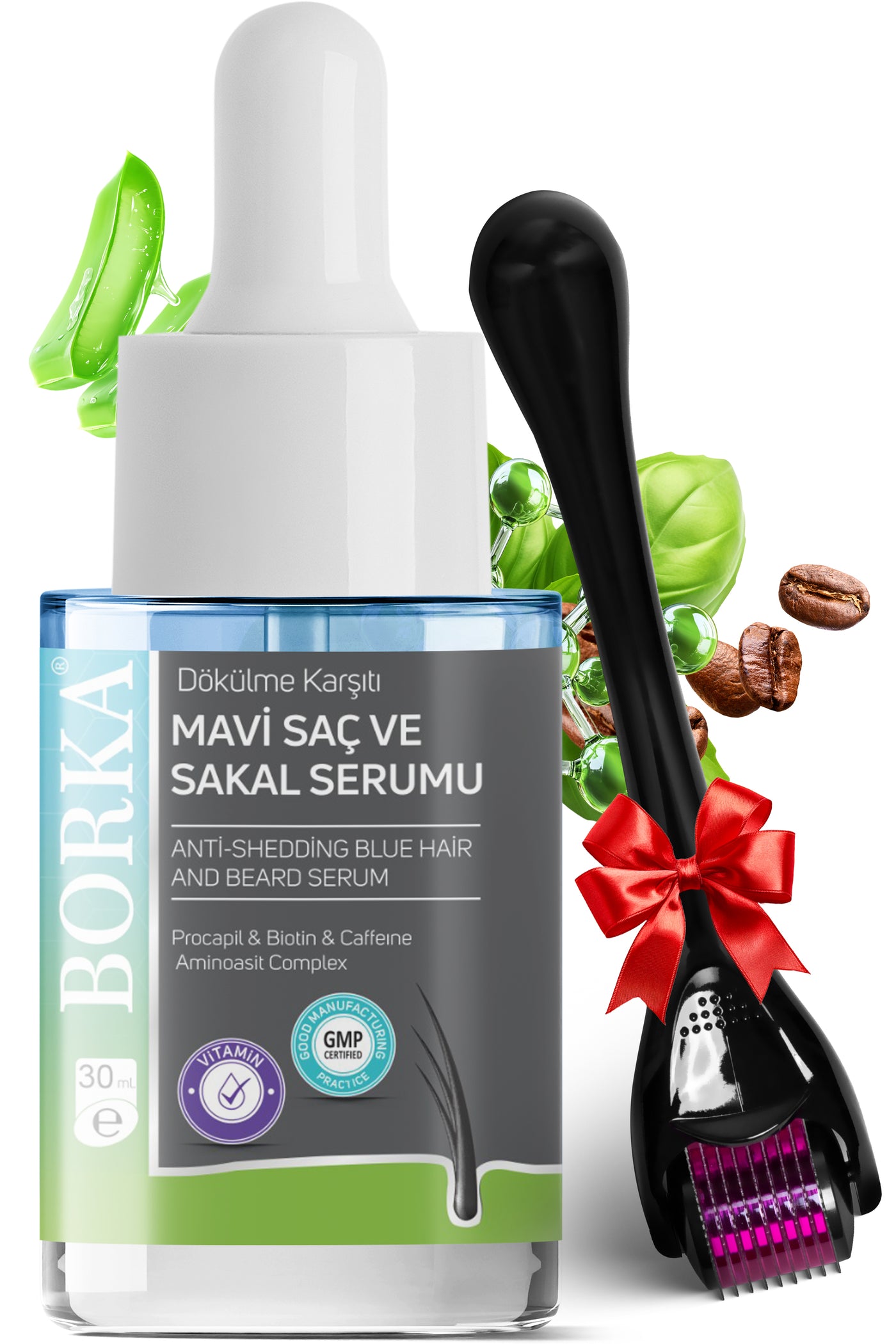 Sakal Bakım Serumu + Dermaroller (0.5 MM) – Gürleştirme & Çıkarmaya Destek